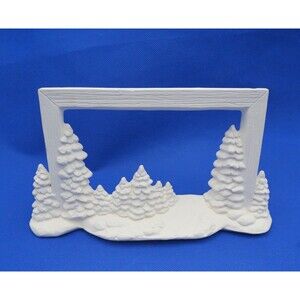 Unbranded Bisque Winter Scene w/ 9 Trees Frame Ready to Paint No Inserts